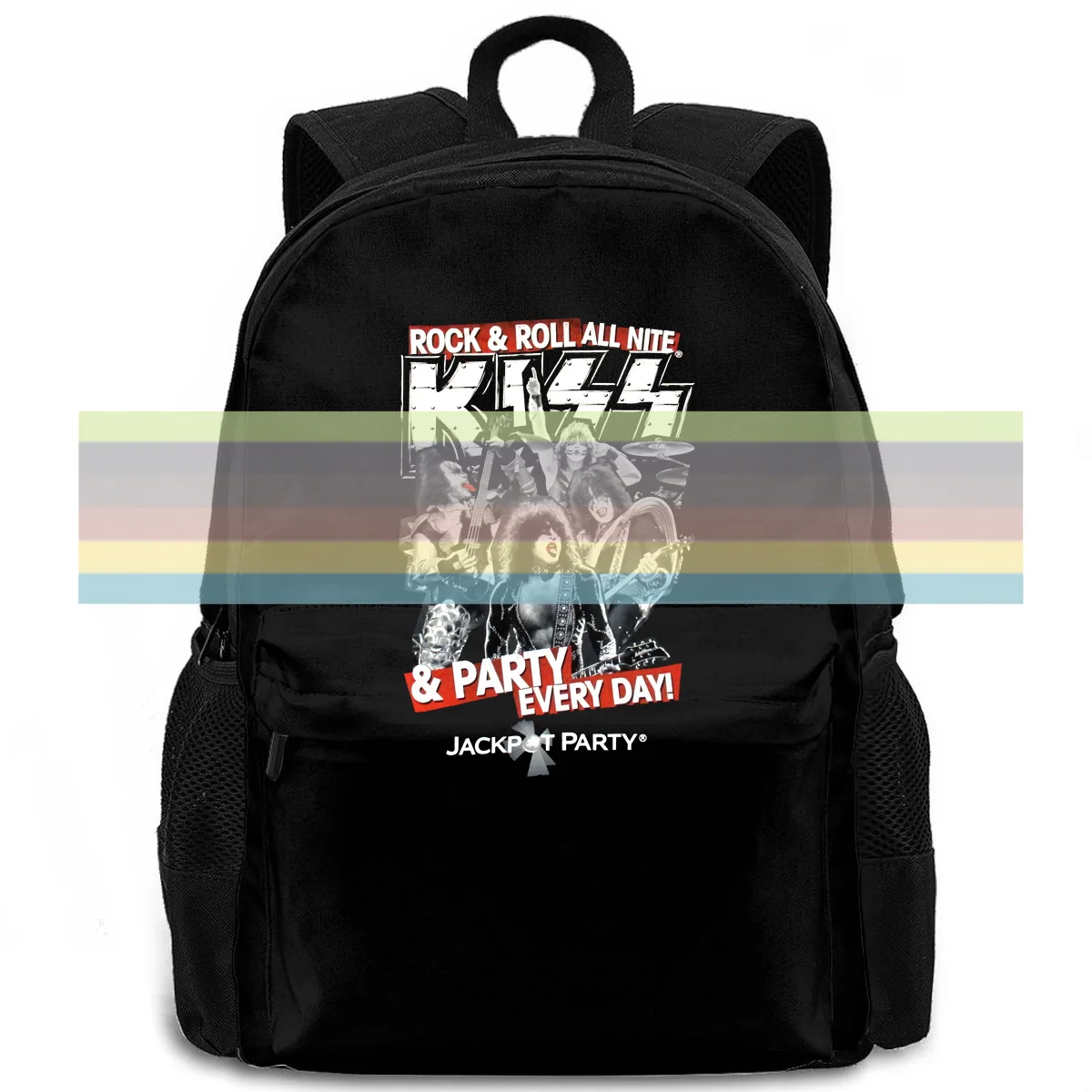 

KISS "JACKPOT PARTY" BLACK NEW OFFICIAL ADULT BAND MUSIC ROCK N ROLL Printed women men backpack laptop travel school adult