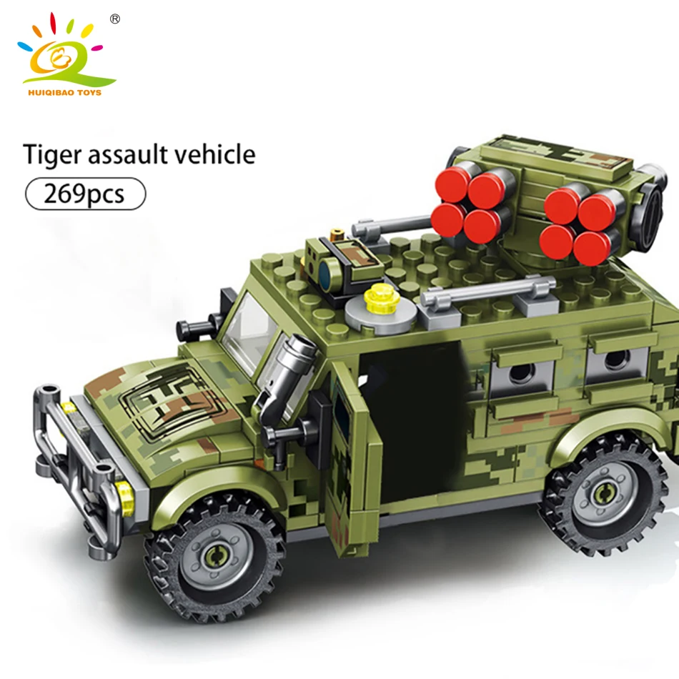 HUIQIBAO 269PCS Military WW2 Missile Car Model Building Blocks Army Truck Soldier Bricks Set Educational Toys For Children - купить по