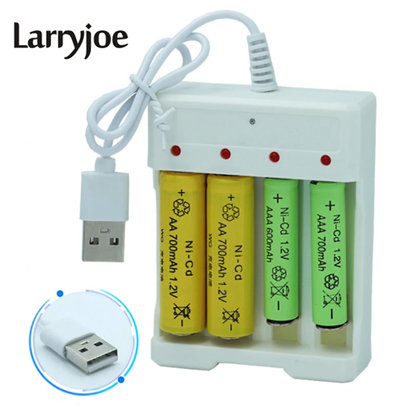 Зарядное устройство для аккумуляторных батарей на 4 батареи USB функция быстрой