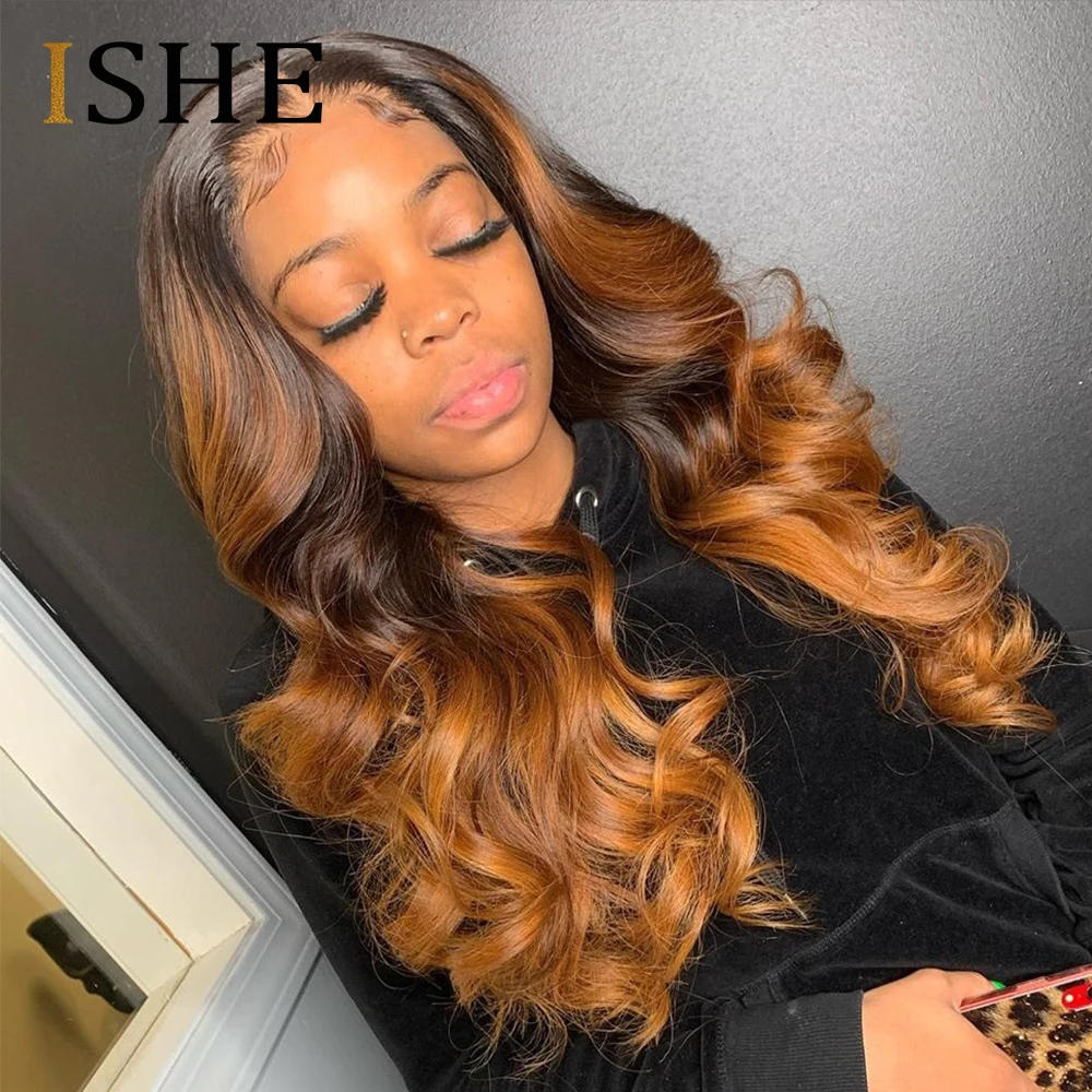 Полноразмерные парики из человеческих волос Honey блонд цветные 360 на сетке спереди