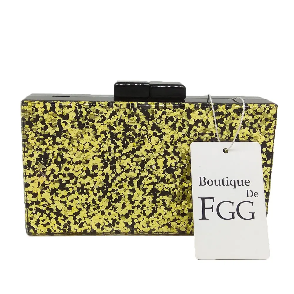 Boutique De FGG Синие Блестящие женские модные акриловые вечерние сумочки коробка
