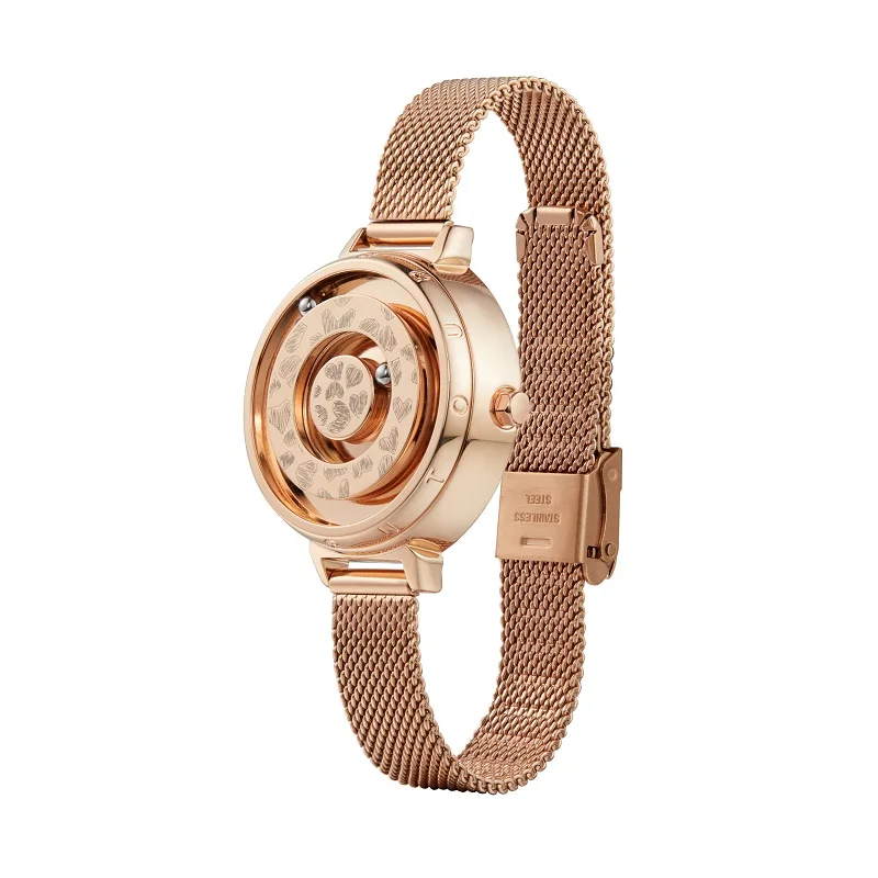 Золотые женские часы EUTOUR E032 с магнитным шариком кварцевые Роскошные наручные