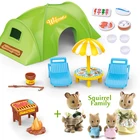 Маленький кукольный домик Miniatura, мебель сделай сам 112, семейная палатка для пикника с лесными животными, набор игрушек для семейного пикника, подарки для Ki