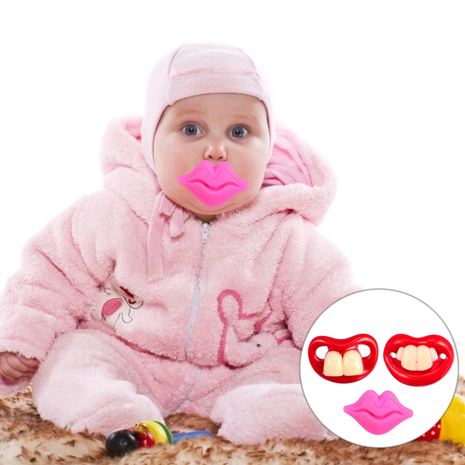 

3Pcs Funny Pacifier Kids Appeasing Silicone Baby Soother Adorable Pacifier Random Lip Color
