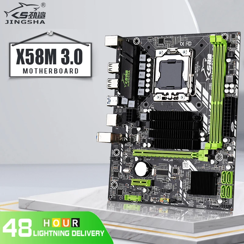 

JINGSHA X58M Motherboard 3.0 MATX Desktop X58 Motherboard DDR3 LGA 1366 Support AMD RX Series with USB 3.0