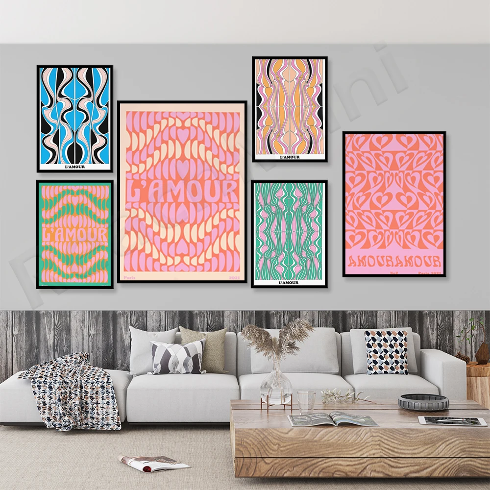 

Limited edition Love Always, love, rhythm, aesthetic posters, 70s murals | Mid-century modern art decoration printing home poste
