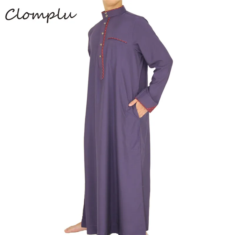 Clomplu 12 шт. jubba tobe мусульманский кафтан абайя Исламская, молитвенная одежда мужская повседневная дышащий с длинным рукавом случайные цвета
