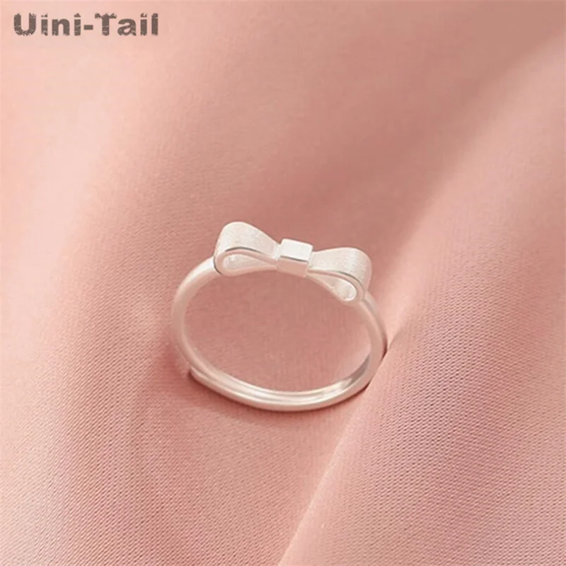 Uini-Tail hot-selling new 925 Tibetan silver girly bow open ring fashion dynamic sweet romantic fresh high-quality jewelry