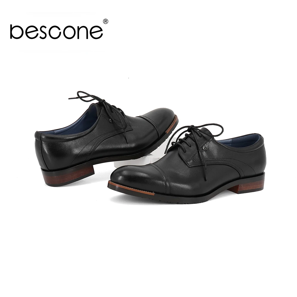 BESCONE/Мужская обувь для взрослых Классическая однотонная деловая с круглым носком