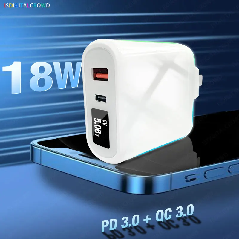 

Зарядное устройство для IPhone 12 11 Pro Max Mini X 8, устройство для быстрой зарядки с USB Type-C, адаптер для Xiaomi, Samsung, планшетов, Huawei, светодиодный дисплей