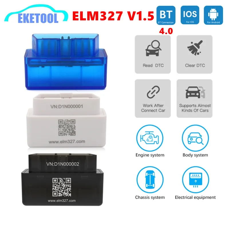 Автомобильный диагностический сканер ELM327 V1.5 ELM 327 OBD2 Bluetooth 4 0 OBDII OBD 2 считыватель