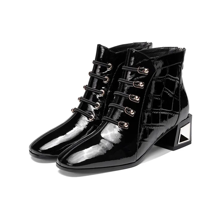 MLJUESE/женские ботильоны из коровьей кожи с квадратным носком Зимние короткие