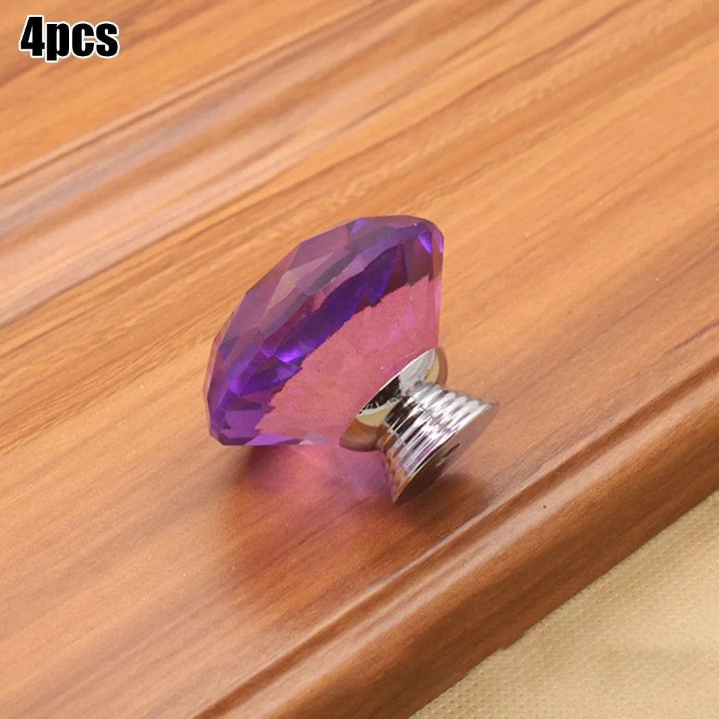 

Set Handles 4pcs Accessory Acrylic Cabinet Cupboard Diamond Door Drawer