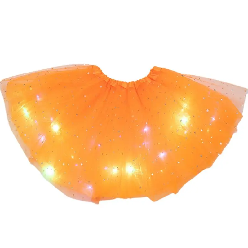 

Kids Girls LED Light Up Glitter Star Sequins Ballet Dance Tulle Tutu Skirt 3-12T R7RB