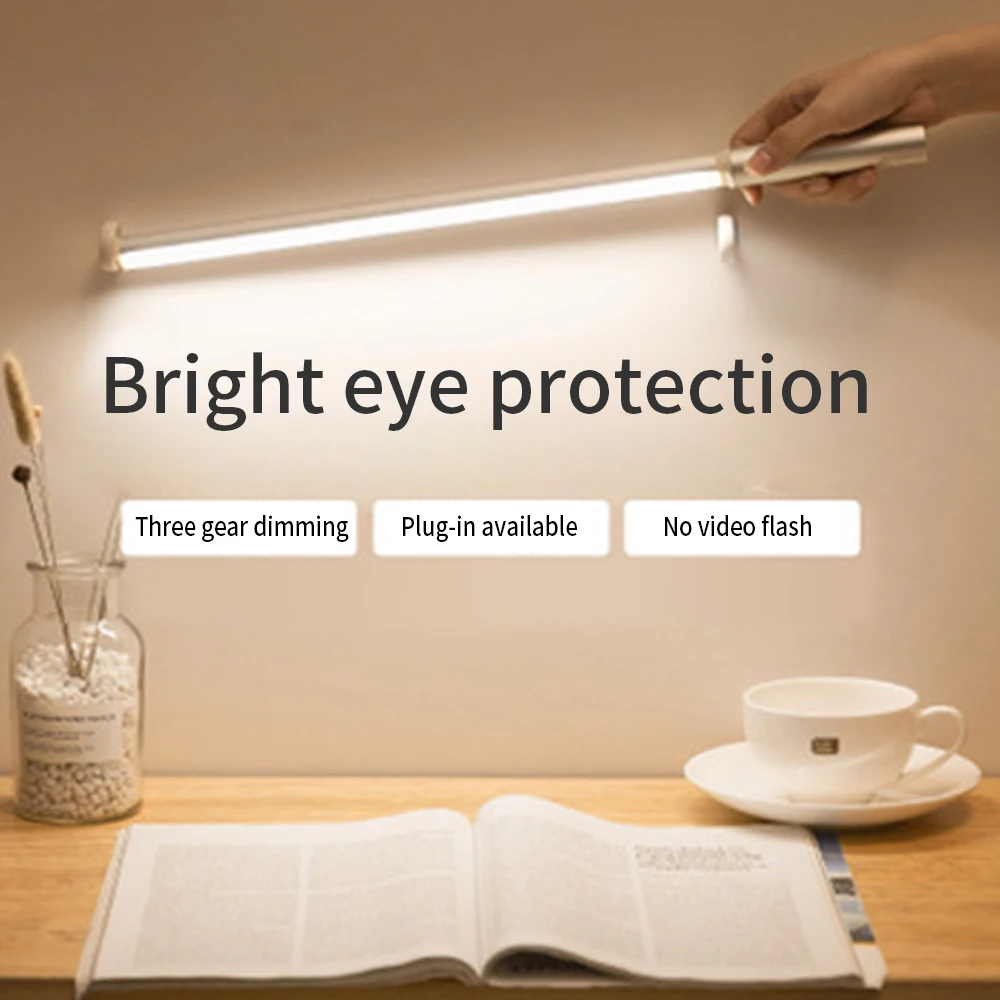 

Warm/white Rechargeable Bedside Lamp Bedroom Desk Night Light 2 Light Color Stairs Wireless Battery Power Strip Light Portable