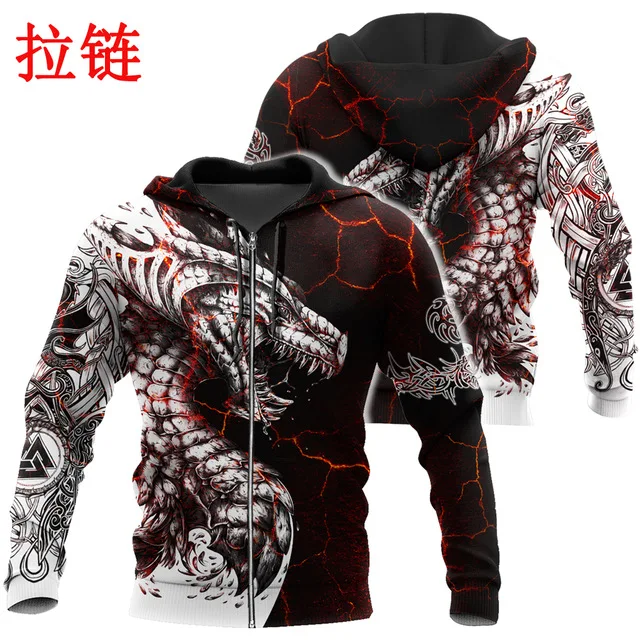 

Black & White Tattoo Dragon 3D Printed Men Hoodies Sweatshirt Unisex Streetwear Zipper Pullover Casual Jacket Tracksuits