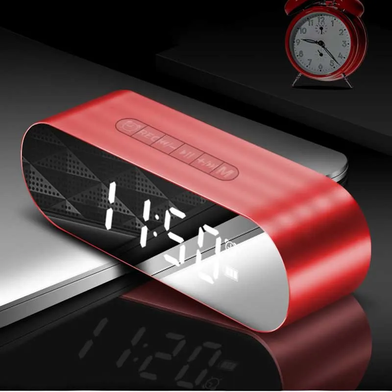 Новый креативный будильник зеркальный Bluetooth динамик карта маленький стальной