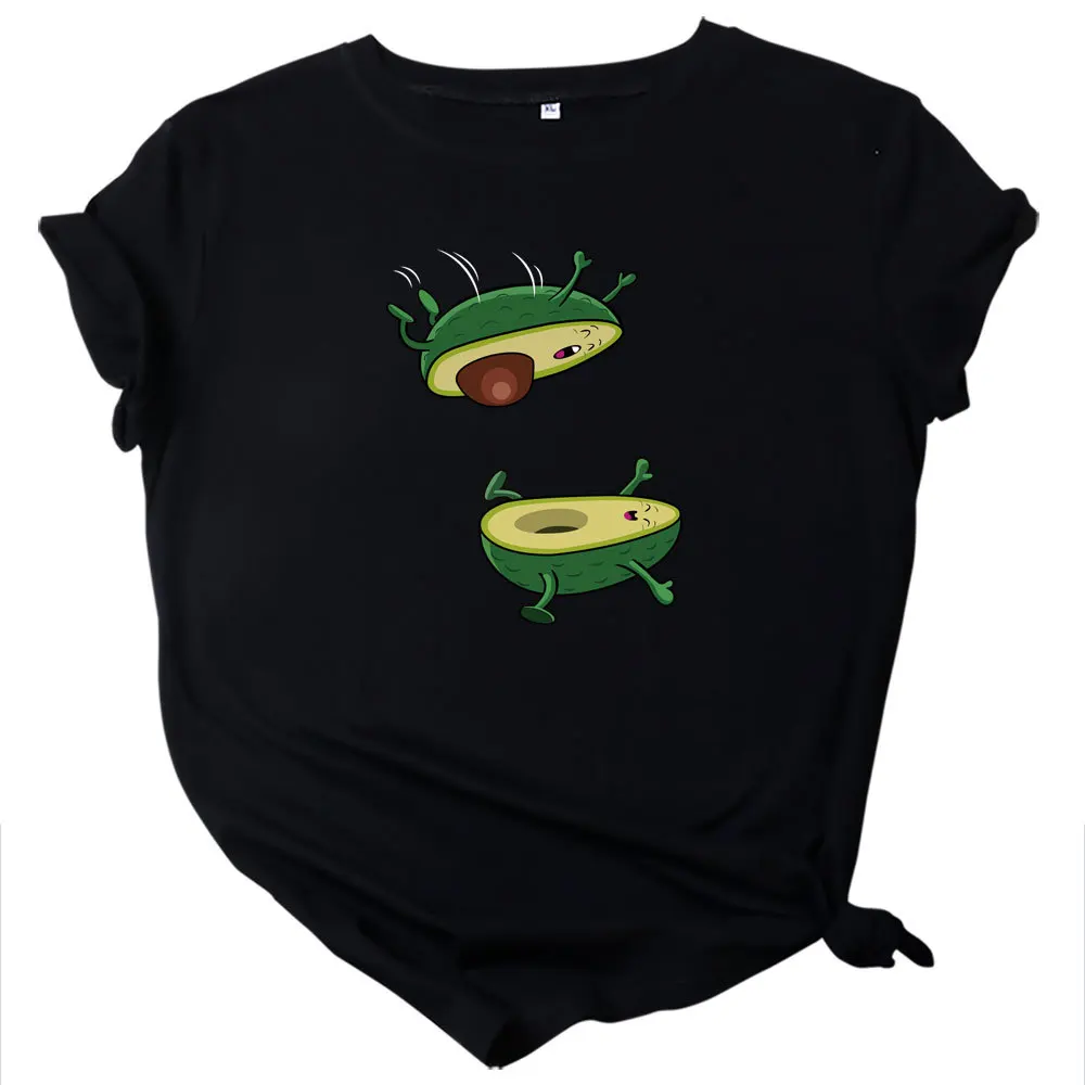 

Oversized T-shirt Avocado Printed 100% Cotton O-Neck Short Sleeve T-shirt Ladies Summer Loose Top Casual TShirt
