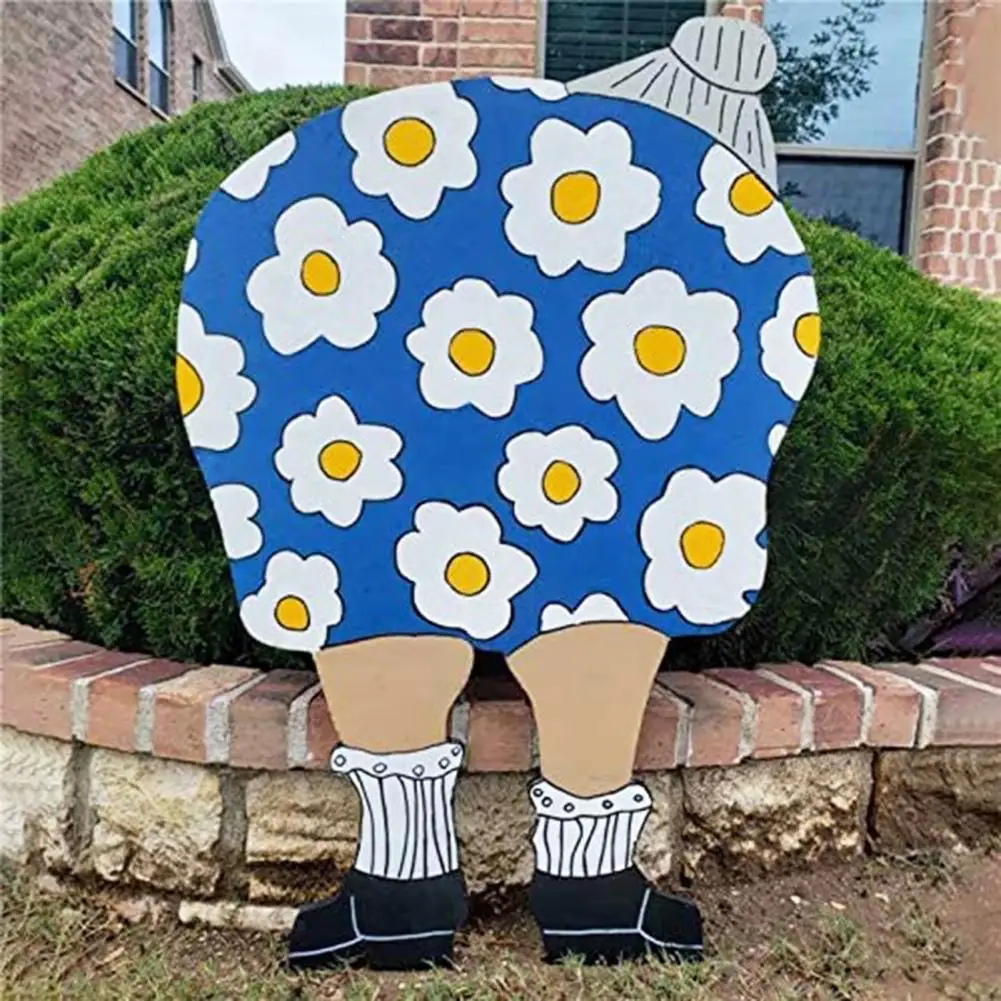 

Stake Sign Funny Old Lady Shape Plastic Lawn Garden Stand Decoration for Decorating