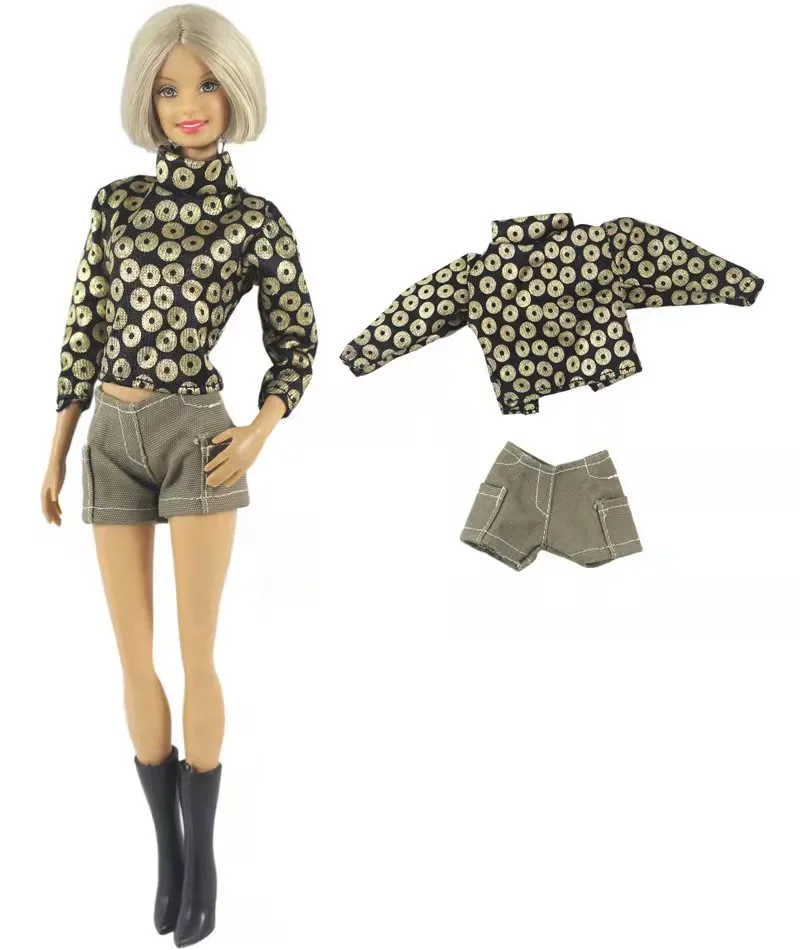 

11.5" Doll Outfits Coin Print Shirt Top Shorts for Barbie Doll Clothes 1/6 BJD Dolls Accessories Clothing Kids DIY Toy Girl Gift
