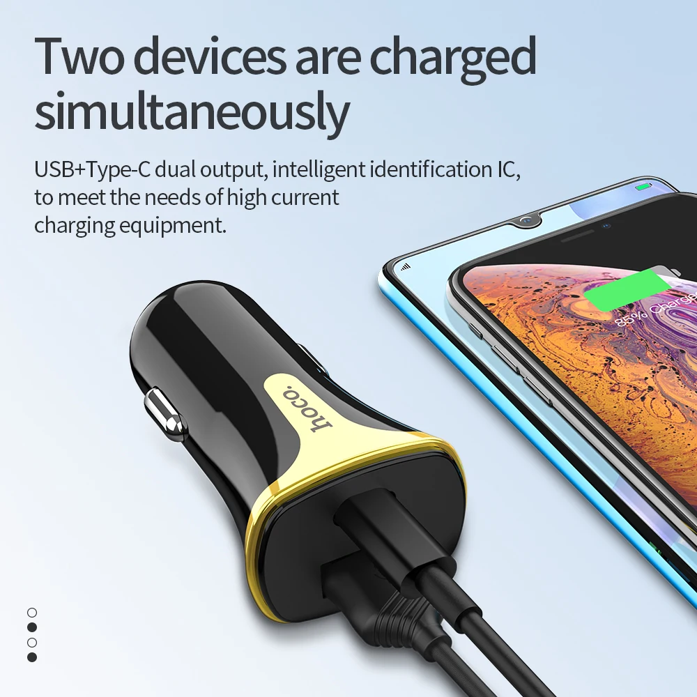 Автомобильное зарядное устройство HOCO PD QC 3,0 USB зарядное устройство для samsung S8 S9 S10 Xiaomi Mi9 huawei USB Автомобильное зарядное устройство 18 Вт 3A адаптер