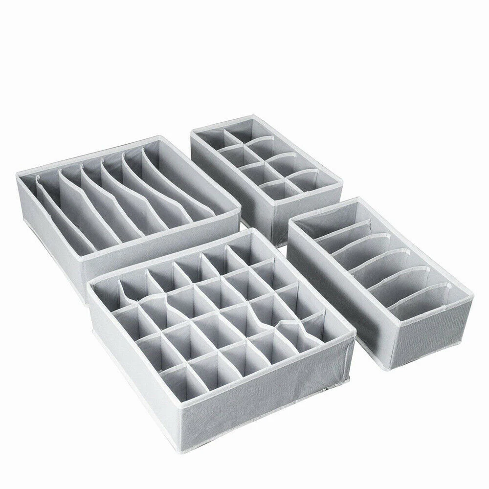 

AA Foldable Underwear Drawer Organizers Dividers Closet Dresser Clothes Storage Organizer Box For Bras Scarves Ties Socks Boxes
