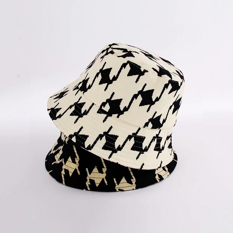 

New Design Bucket Hats for Women Plaid Dot Cotton Blending Spring and Autumn Hats Women Designer Hat Harajuku
