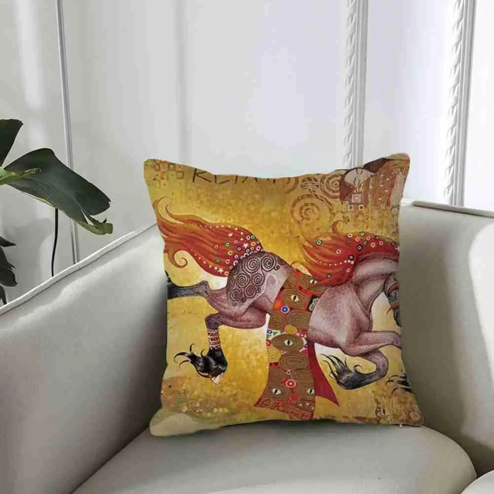

Oil Painting Cushion Cover Gold Pattern Plant Print For Home Linen Sofa Cover Throw 45*45 Pillowcase Decorative Pillow Cott J7H4