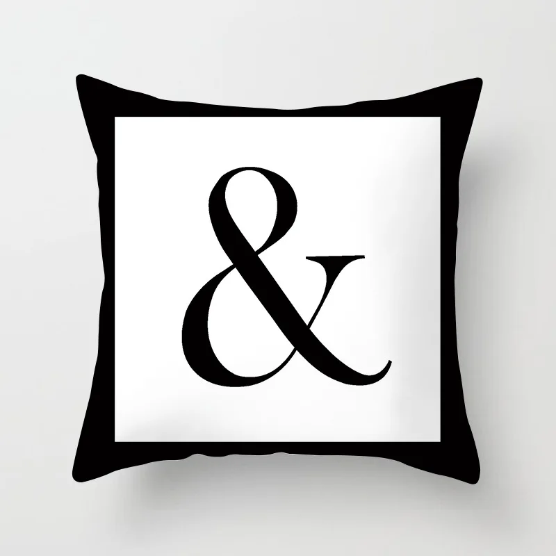 Черный белый цвет письмо Диван Декоративные подушки 45*45 см для детской комнаты