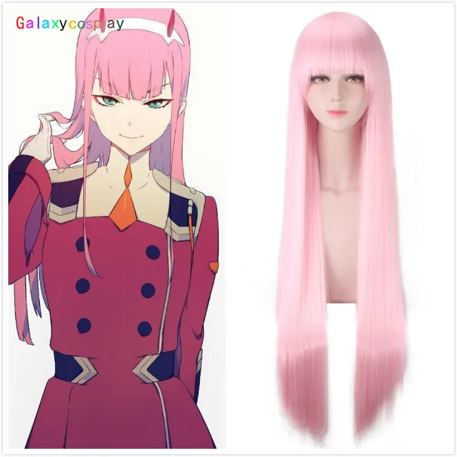 DARLING in the FRANXX 02 Zero Two 100 см длинный розовый парик из синтетических волос для Хэллоуина вечерние+ Бесплатные парики, аксессуары для косплея