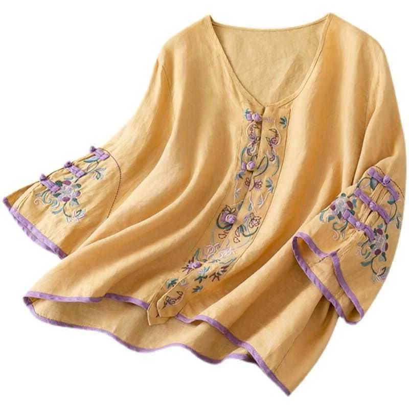 Винтажные Топы в китайском стиле традиционные костюмы для женщин свободная