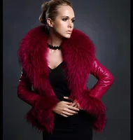 2021 Autumn Winter New Faux Fur Fur Collar Black Red Women Coats Fashion Fur Pu Fur Sheepskin Jacket Woman Jacket Coat