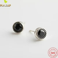 925 sterling silver round zircon stud earrings for women vintage style female student 2021 trend jewelry flyleaf