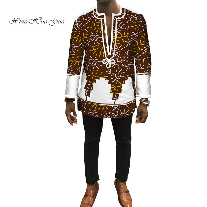 2020 Новая Осенняя Дашики африканская мужская одежда Bazin Riche Лоскутная Мужская