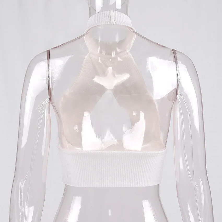 

XBUEN Women Y2k Sexy Crop Top Fashion Knitted Halter Casual Hollow Out Tank Top Autumn Party Ladies Tops Summer Elegant Clothing