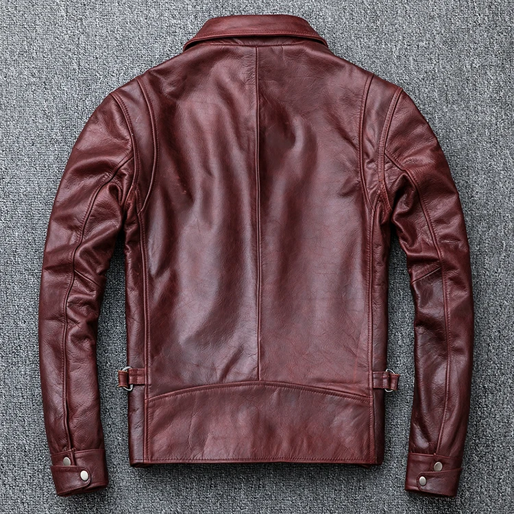 

Plus Size Mens Vintage Style Leather Jacket Oil Wax Cow Skin Coat Autumn Warm Brown Classic Outwear Quality