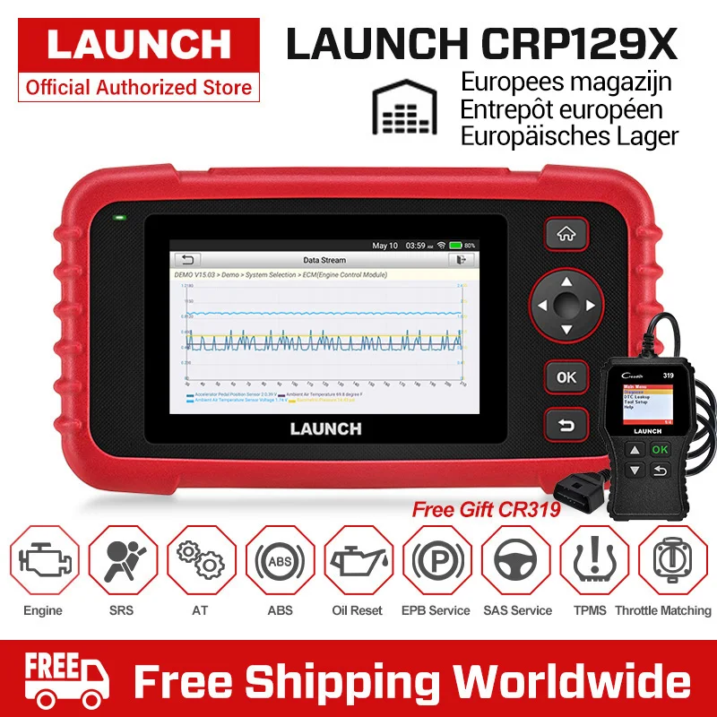 LAUNCH X431 CRP129X OBD2 автомобильный сканер, автомобильный диагностический инструмент, автоматическое сканирование, диагностика, 4 Системы TPMS, PK Creader, III CRP129