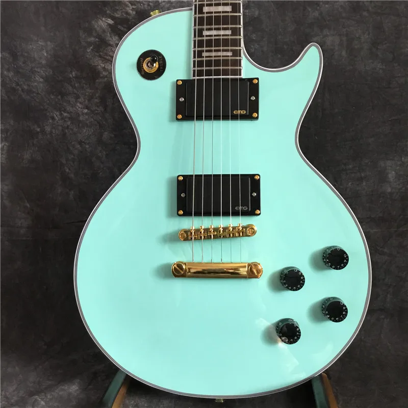 

The best price and highest quality customized blue electric guitar rosewood fingerboard gold hardware.