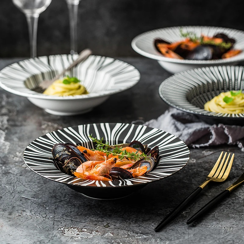 Европейская керамическая простая глубокая десертная тарелка для пасты