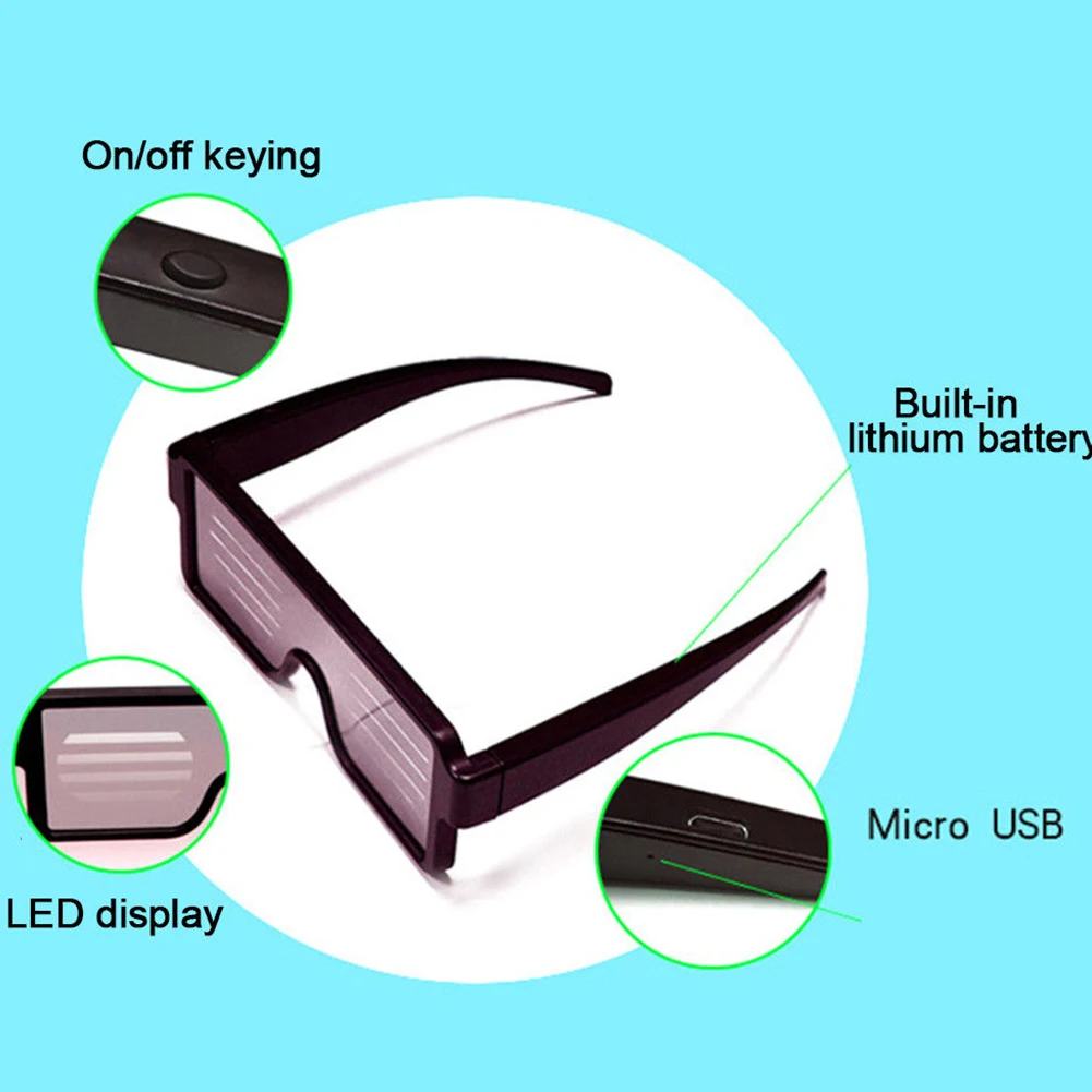 Мигающие солнцезащитные очки дисплей экран светящиеся очки Led Ночной клуб очки многоцелевой вечерние светящиеся
