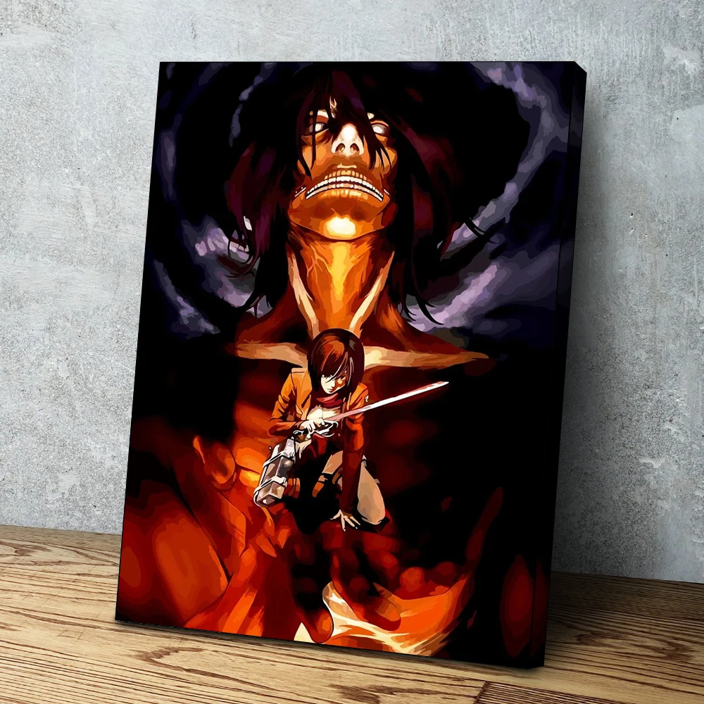 

Canvas Wall Art Painting HD Print Poster Home Decor Anime Attack On Titan Role Pictures Modular Modern Living Room Bedroom Frame