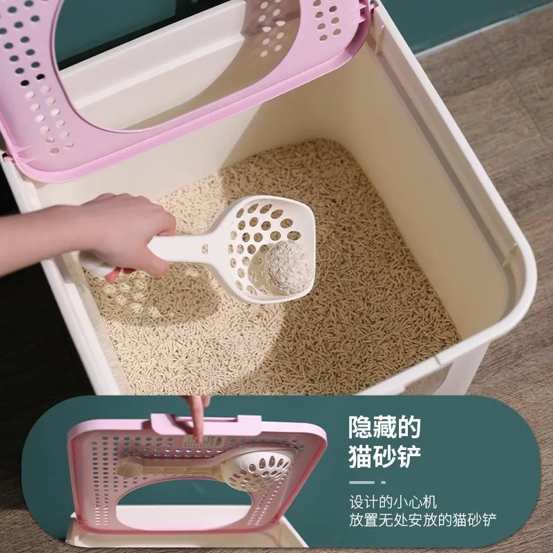 

Fully Enclosed Cat Litter Box Large Anti-spatter Drawer Top Into Cat Toilet Deodorization Extra Large Cat Supplies Kattenbak