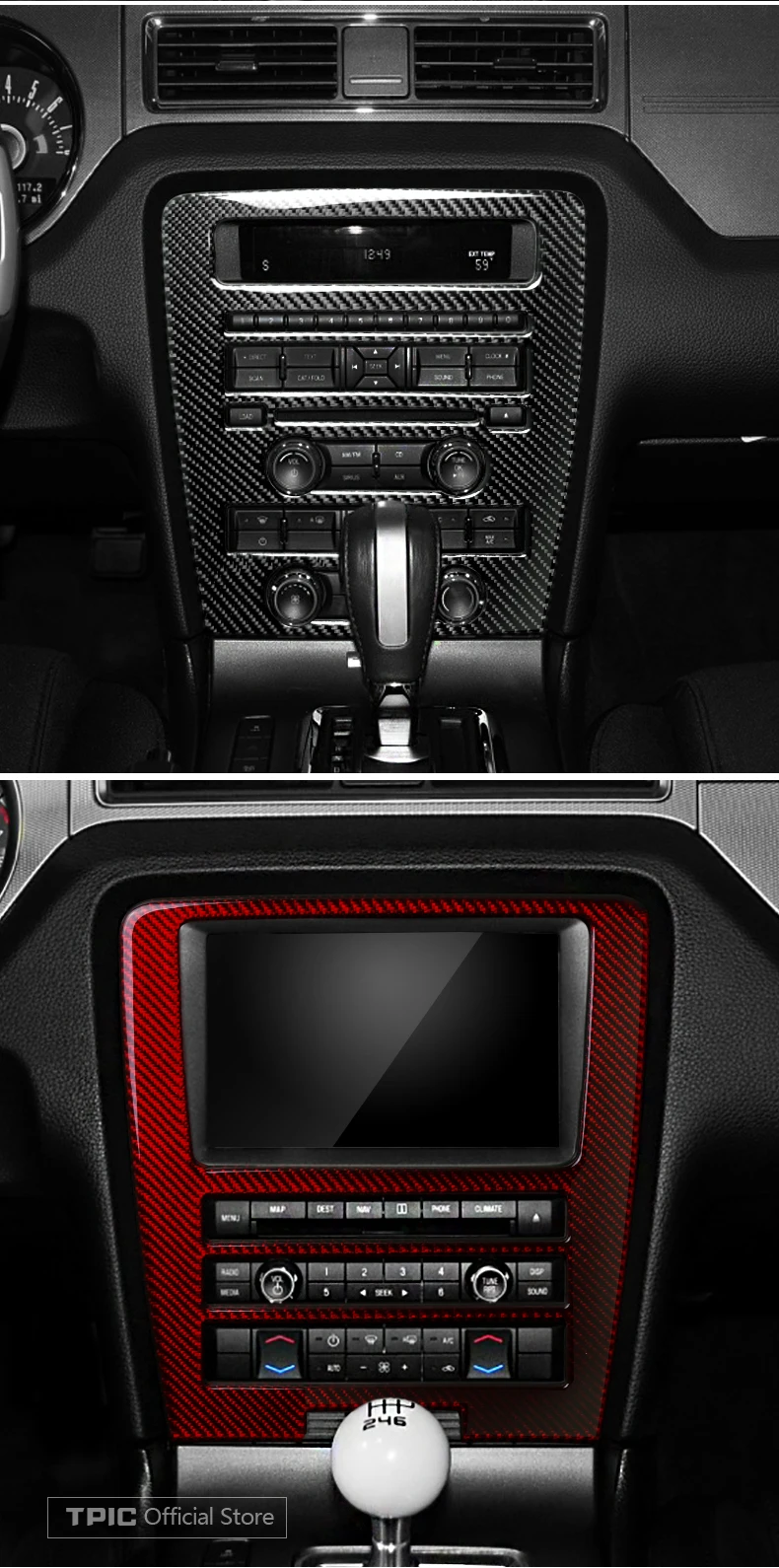 TPIC Автомобиль Стайлинг Для Ford Mustang 2009-2013 внутреннее покрытие автомобиля стикер отделка центр управления CD панель украшения авто аксессуары