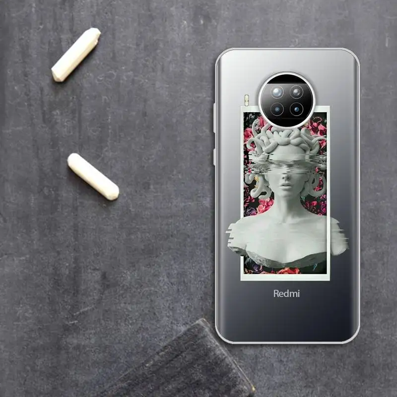 

David Michelangelo Medusa Statue Phone Case Transparent for Xiaomi Redmi note 10 t 8 9 pro lite 11 luxury coque funda