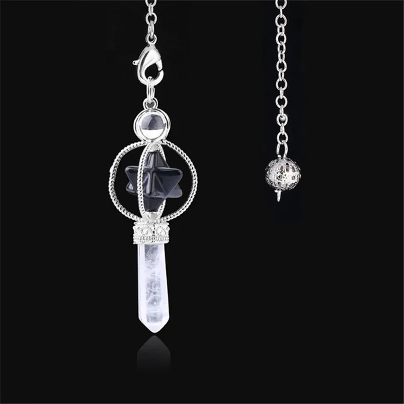 ZHX223-BlackOnyx Qilmily, натуральный кристалл, заполненный стеклом, пирамида, энергетическая Подвеска для женщин и мужчин, 7 чакр, каменная цепь, дух, маятник, Йога, ювелирные изделия, подарки - Окраска металла: ZHX223-BlackOnyx