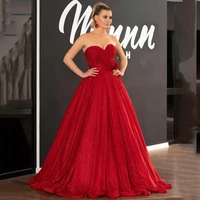 uzn chic red princess glitter tulle prom dress sweetheart hand made flowers evening dress 2022 sexy lace up corset evening gowns