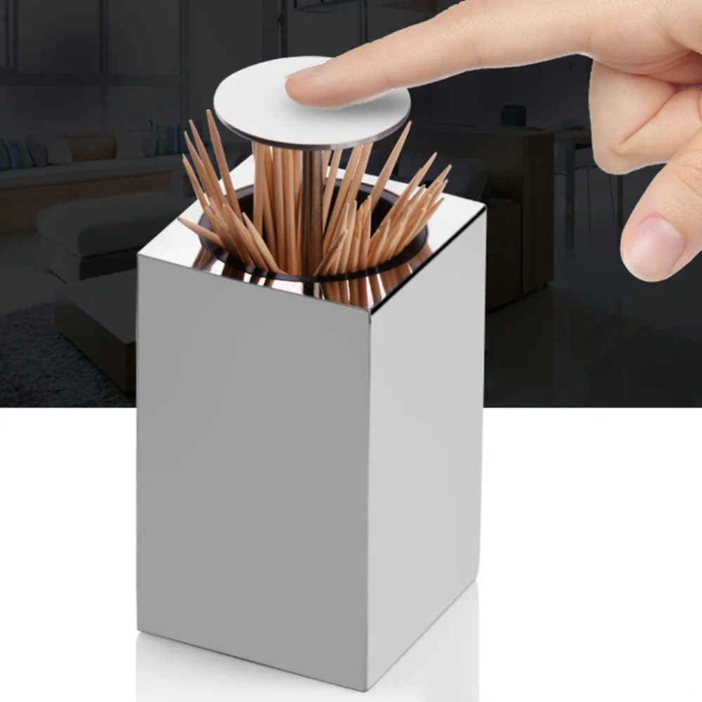 

1pc 304 Stainless Steel Toothpick Holder Portable Toothpick Box Toothpick Can Corrosion Resistant Rustproof Toothpick Dispenser