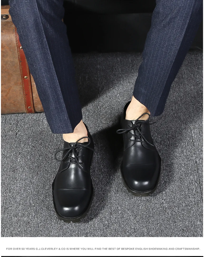 Туфли мужские офисные черные на шнуровке с ремешком повседневные кожаные туфли