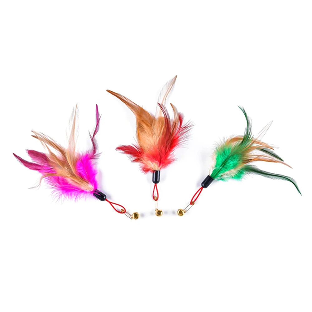 new Pet Cats Feather Bell Play Stick Teaser Replace Head Scratch Interactive Toy | Дом и сад