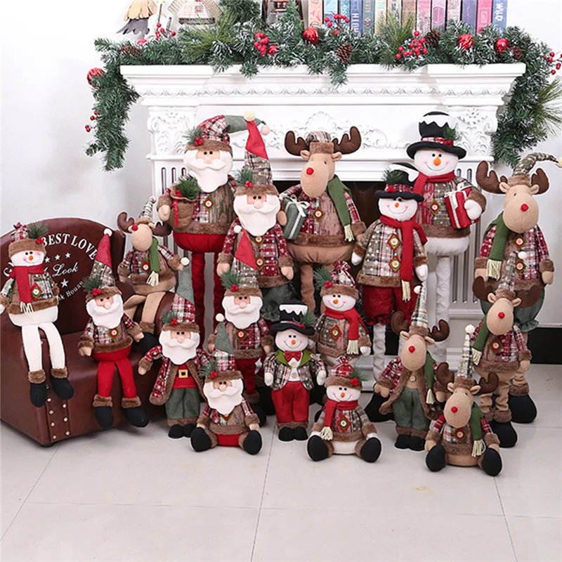 

1PC Christmas Retractable Doll Christmas Tree Ornament Reindeer Snowman Santa Claus Standing Doll Decoration